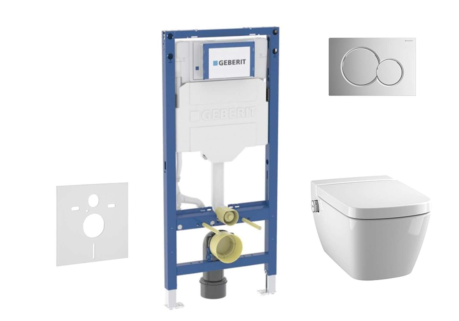 Geberit Duofix Set predstenovej inštalácie, klozetu TECEone a dosky softclose, tlačidlo Sigma01, lesklý chróm SANI11CT1101