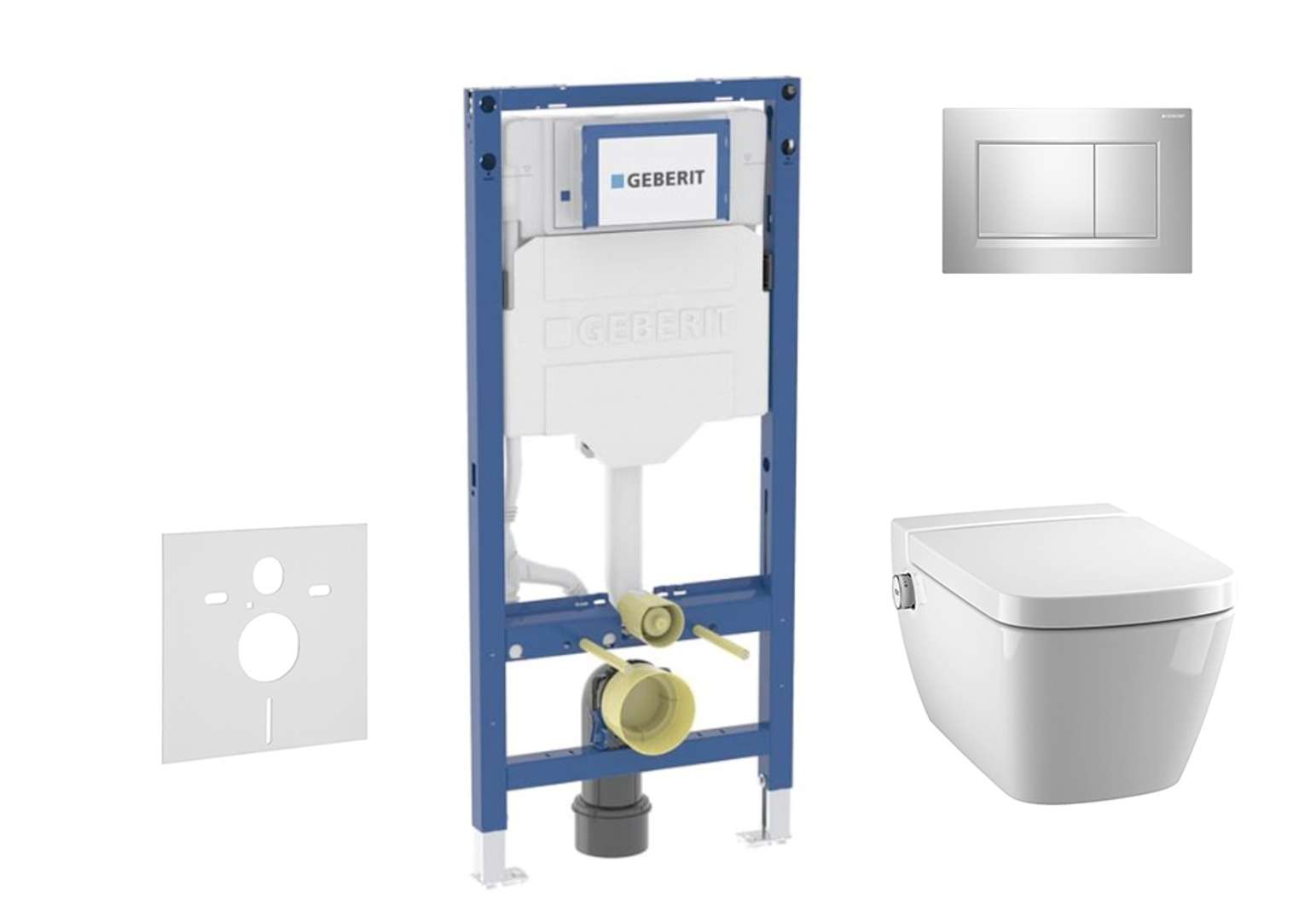 Geberit Duofix Set predstenovej inštalácie, klozetu TECEone a dosky softclose, tlačidlo Sigma30, lesklý chróm/matný chróm SANI11CT1105