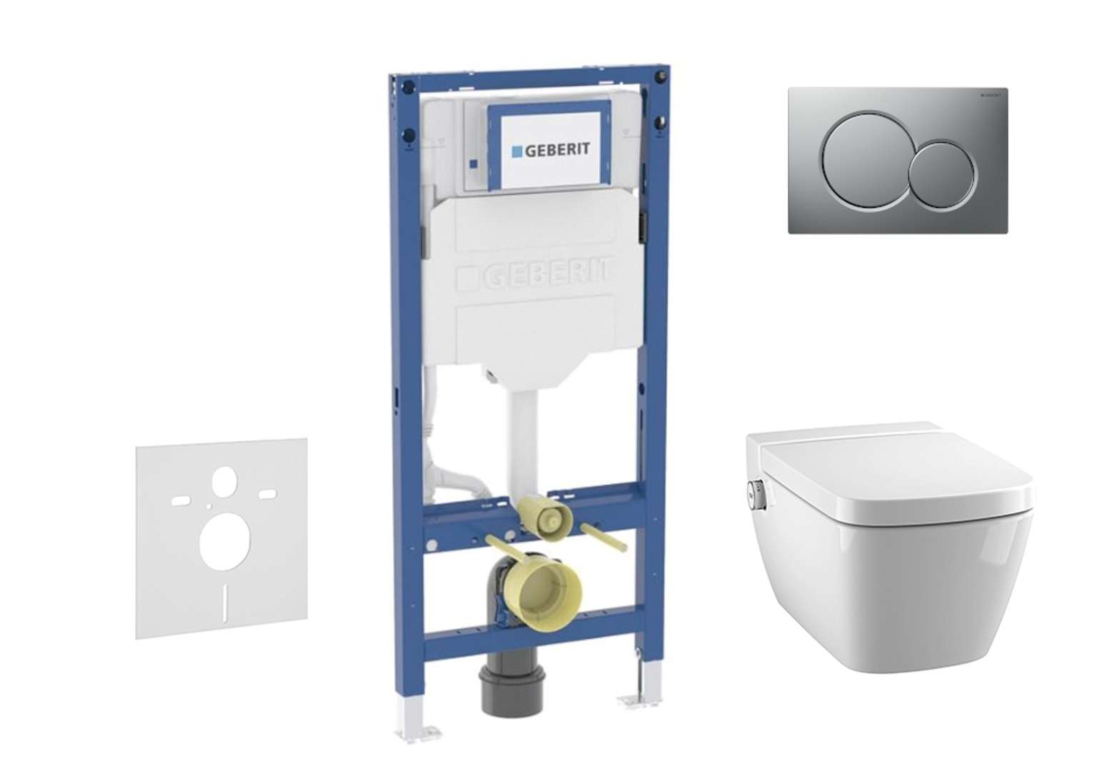 Geberit Duofix Set predstenovej inštalácie, klozetu TECEone a dosky softclose, tlačidlo Sigma01, matný chróm SANI11CT2102