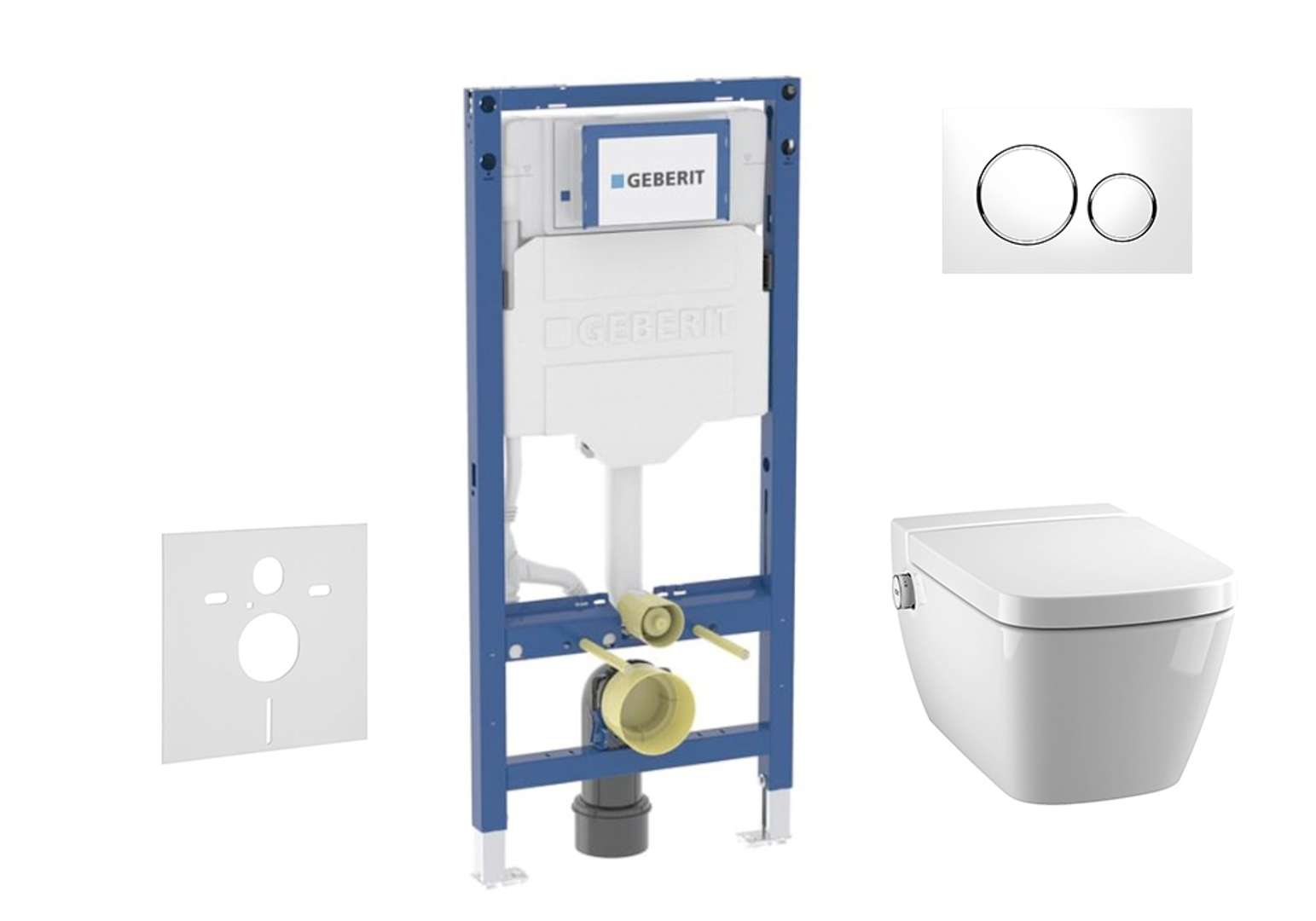 Geberit Duofix Set predstenovej inštalácie, klozetu TECEone a dosky softclose, tlačidlo Sigma20, biela/lesklý chróm SANI11CT3103