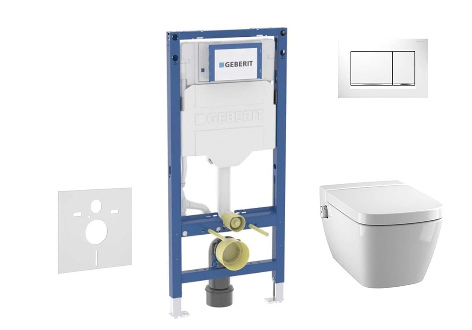 Geberit Duofix Set predstenovej inštalácie, klozetu TECEone a dosky softclose, tlačidlo Sigma30, biela/lesklý chróm SANI11CT3104