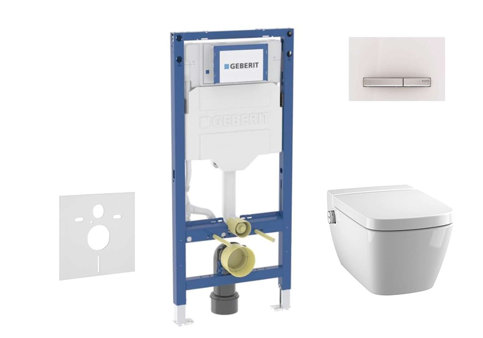 Geberit Duofix Set predstenovej inštalácie, klozetu TECEone a dosky softclose, tlačidlo Sigma50, alpská biela SANI11CT3107