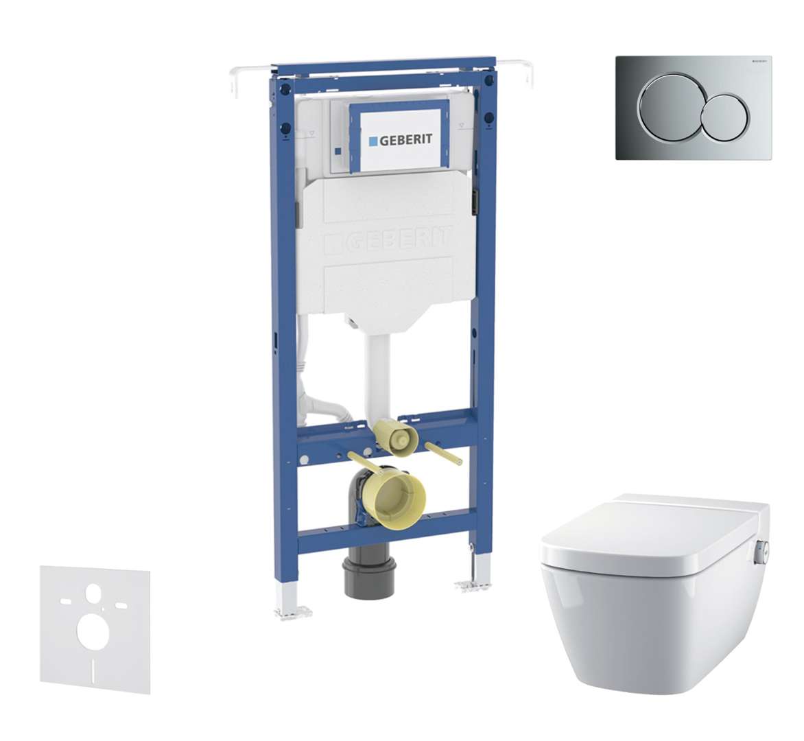 Geberit Duofix Set predstenovej inštalácie, klozetu a dosky Tece One, tlačidla Sigma01, Rimless, SoftClose, lesklý chróm SANI11CT1100