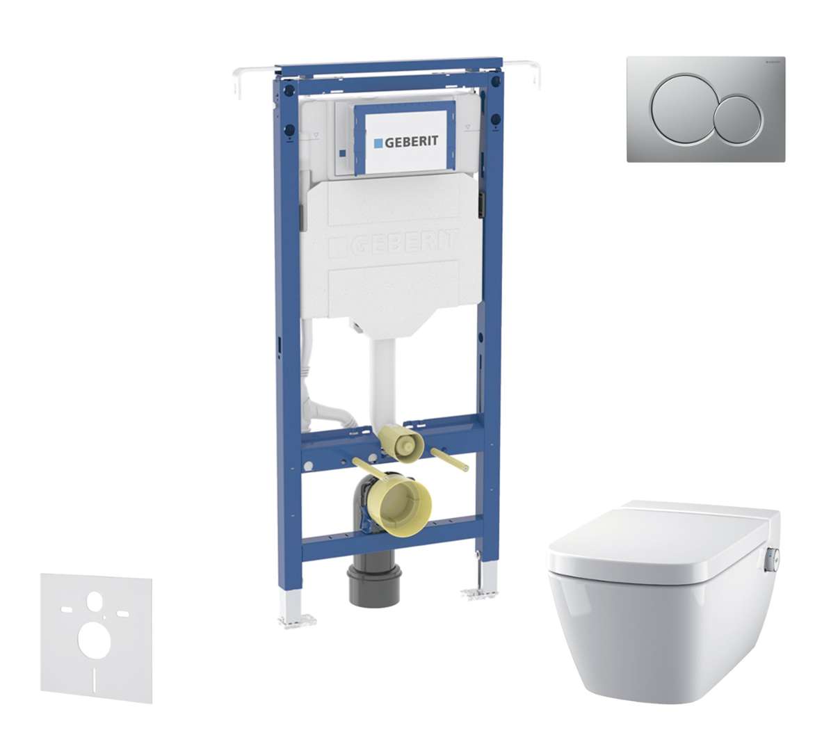 Geberit Duofix Set predstenovej inštalácie, klozetu a dosky Tece One, tlačidla Sigma01, Rimless, SoftClose, matný chróm SANI11CT2100