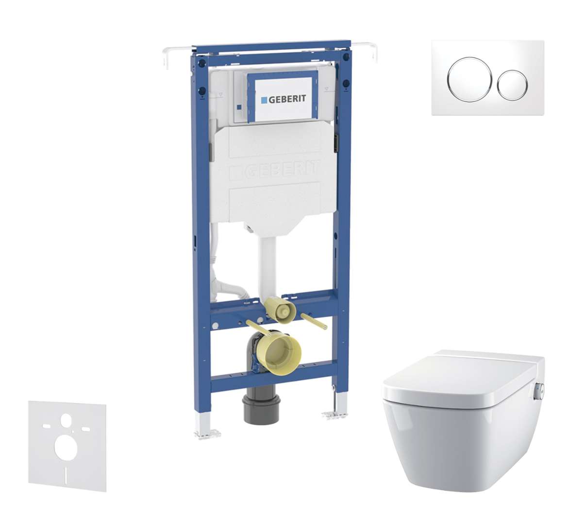 Geberit Duofix Set predstenovej inštalácie, klozetu a dosky Tece One, tlačidla Sigma20, Rimless, SoftClose, biela/lesklý chróm SANI11CT3102