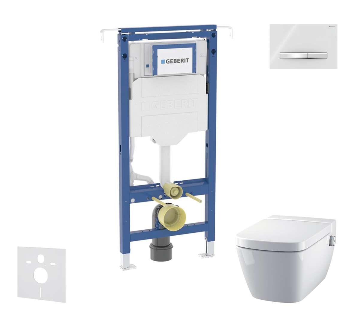 Geberit Duofix Set predstenovej inštalácie, klozetu a dosky Tece One, tlačidlá Sigma50, Rimless, SoftClose, alpská biela SANI11CT3106