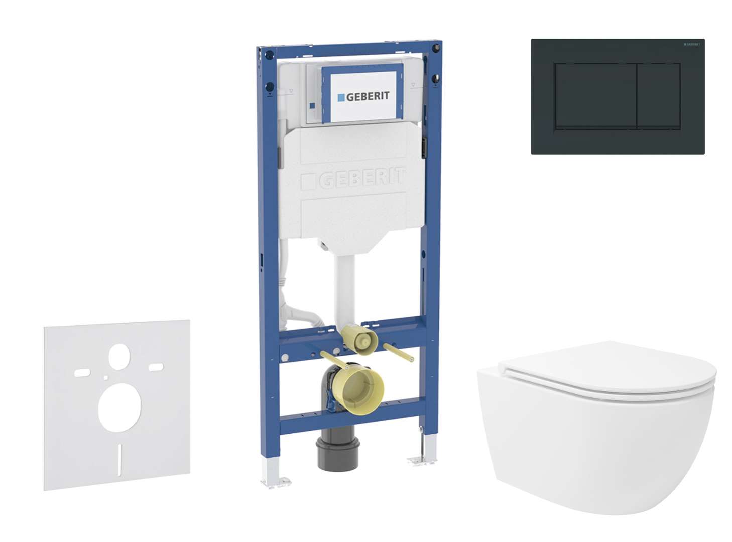 Geberit Duofix Set predstenovej inštalácie, klozetu Oudee Vortex a dosky softclose, tlačidlo Sigma30, čierna lesk/čierna mat SANI11CA5153B