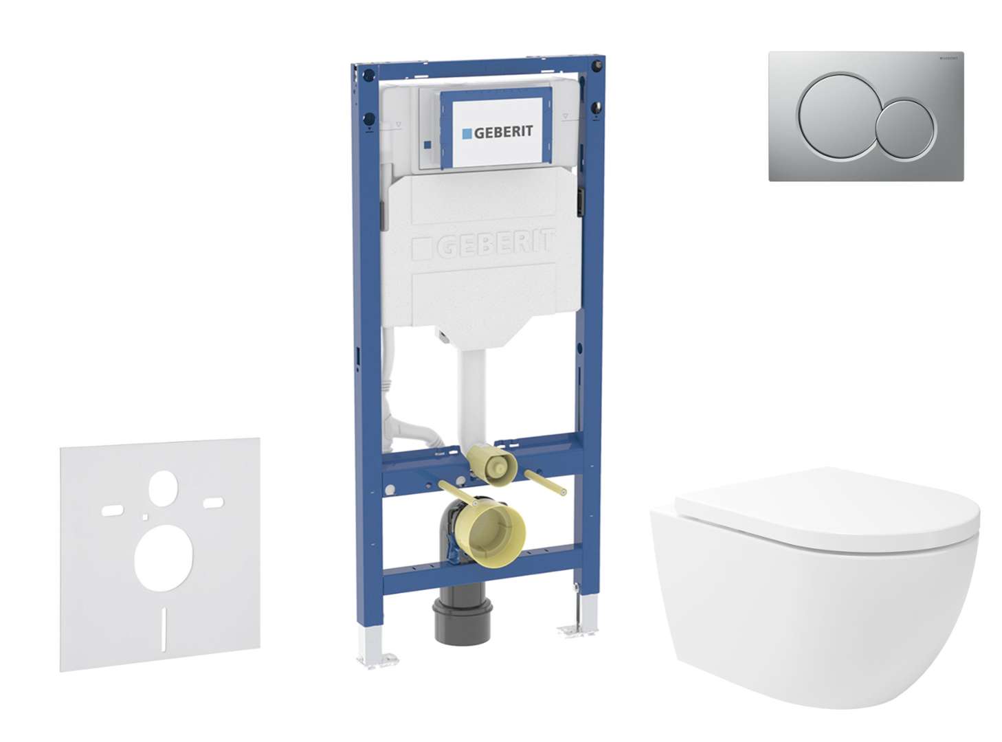 Geberit Duofix Set predstenovej inštalácie, klozetu Oudee Vortex a dosky softclose, tlačidlo Sigma01, lakovaný matný chróm SANI11CA1149B