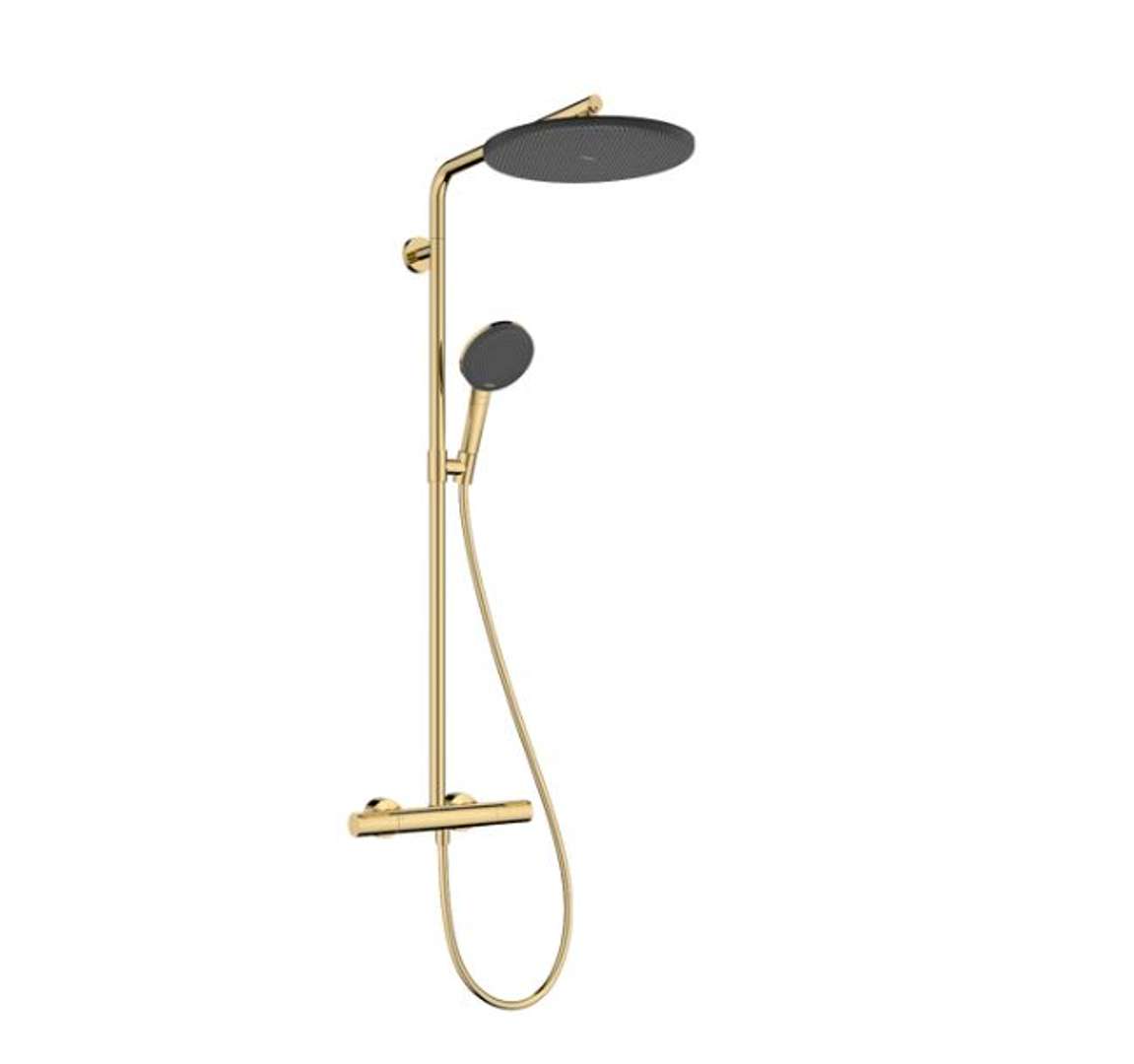 Hansgrohe Raindance Alive S Puro Sprchový set s termostatom, 21x34 cm, 3 prúdy, leštený vzhľad zlata 24592990-HG