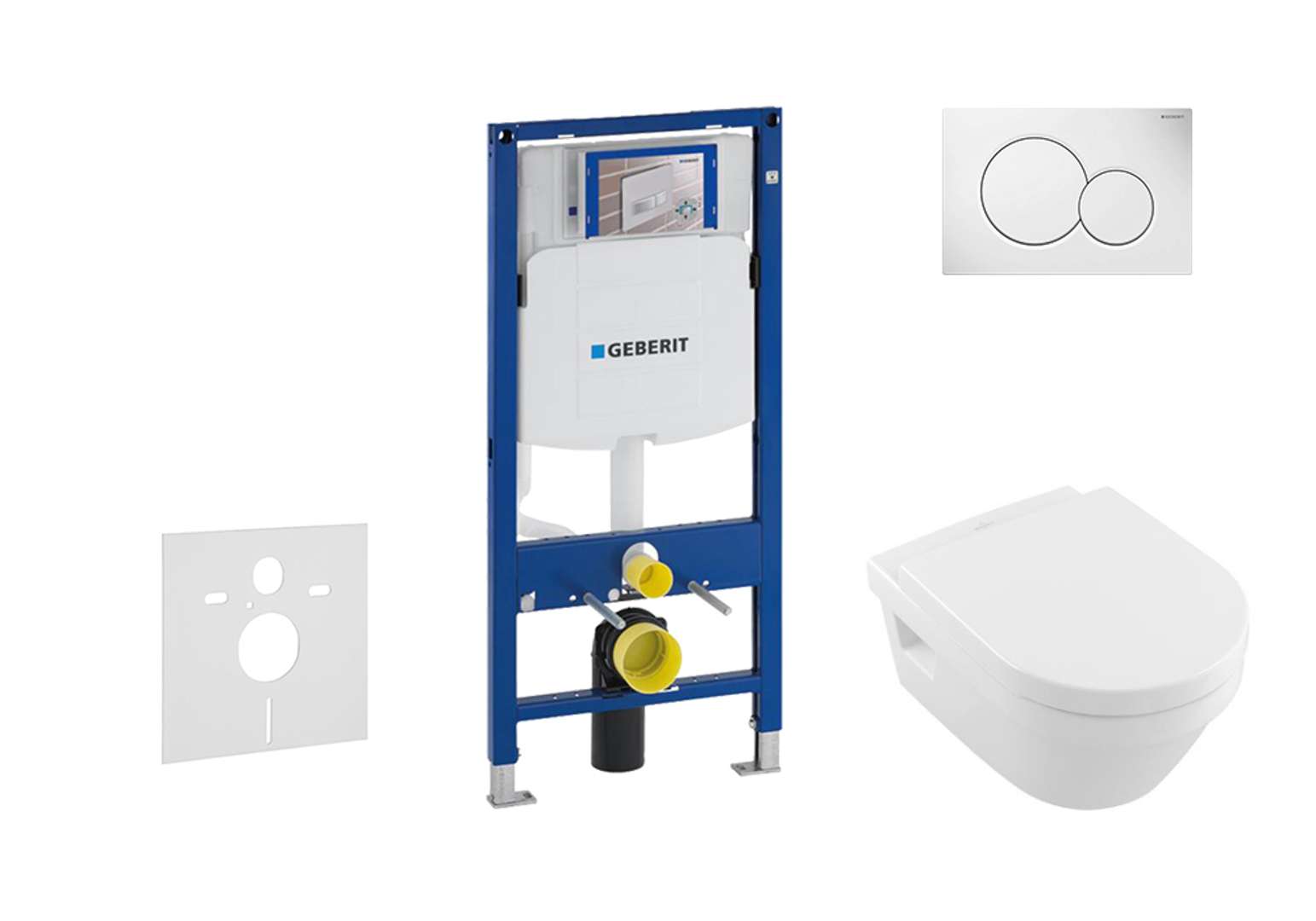 Geberit Duofix Set predstenovej inštalácie, klozetu a dosky Villeroy & Boch, tlačidla Sigma01, DirectFlush, SoftClose, CeramicPlus, alpská biela 111.300.00.5 NB1