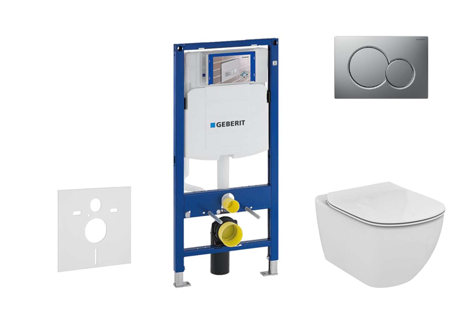 Geberit Duofix Set predstenovej inštalácie, klozetu a dosky Ideal Standard Tesi, tlačidla Sigma01, Aquablade, SoftClose, matný chróm 111.300.00.5 NU3
