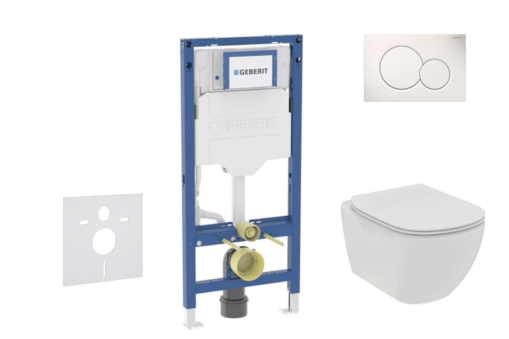 Geberit Duofix Set predstenovej inštalácie, klozetu Tesi a dosky softclose, tlačidlo Sigma01, alpská biela SANI11CD3108