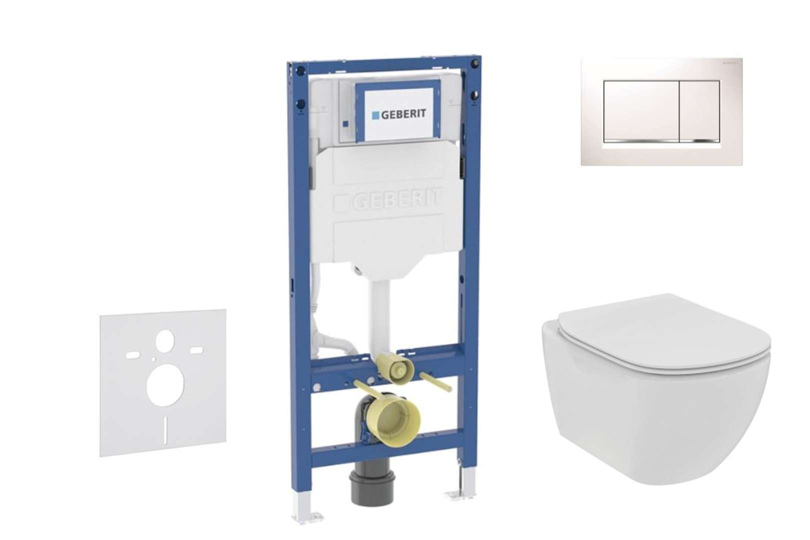 Geberit Duofix Set predstenovej inštalácie, klozetu Tesi a dosky softclose, tlačidlo Sigma30, biela/chróm SANI11CD3112