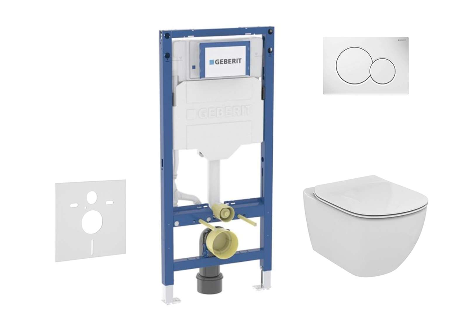 Geberit Duofix Set predstenovej inštalácie, klozetu Tesi a dosky softclose, tlačidlo Sigma01, alpská biela SANI11CD3132