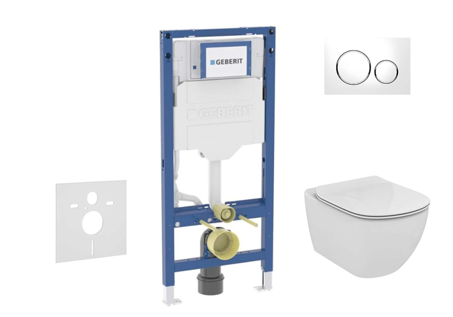 Geberit Duofix Set predstenovej inštalácie, klozetu Tesi a dosky softclose, tlačidlo Sigma20, biela/lesklý chróm SANI11CD3135