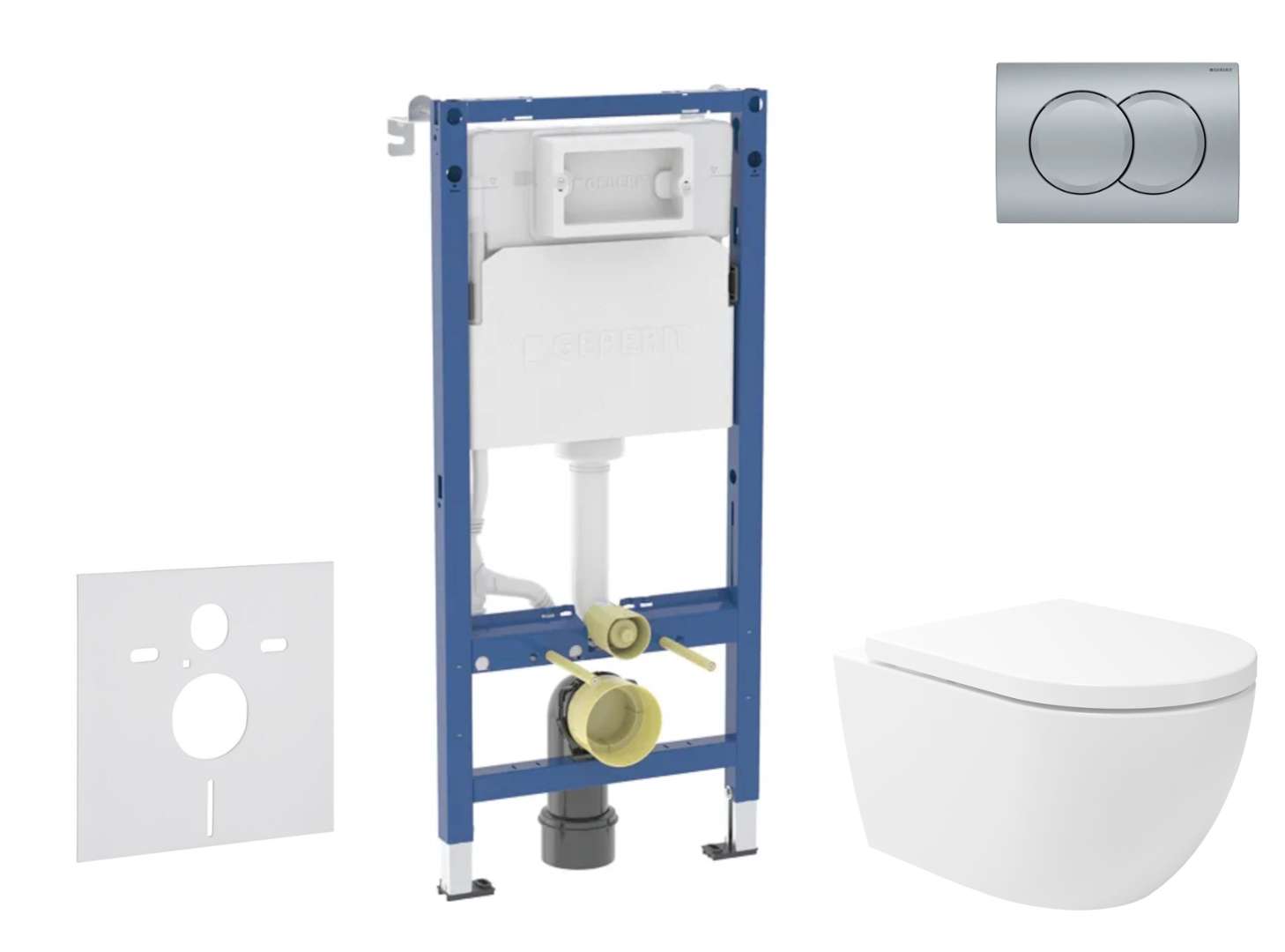 Geberit Duofix Set predstenovej inštalácie, klozetu Oudee Vortex a dosky softclose, tlačidlo Delta01, matný chróm SANI11CA1151B