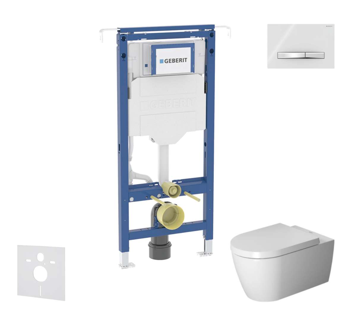 Geberit Duofix Set predstenovej inštalácie, klozetu a dosky Duravit ME by Starck, tlačidla Sigma50, Rimless, SoftClose, alpská biela SANI11CP3114