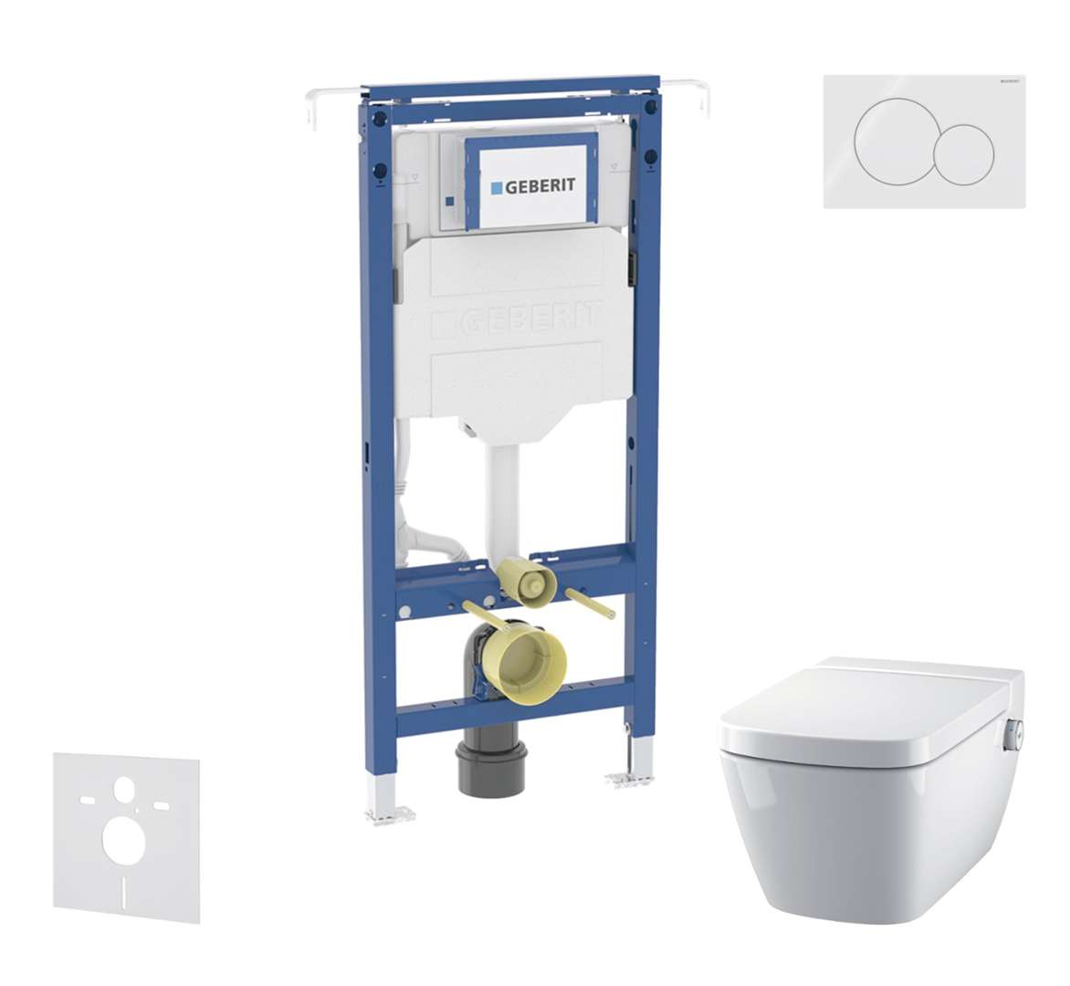Geberit Duofix Set predstenovej inštalácie, klozetu a dosky Tece One, tlačidlá Sigma01, Rimless, SoftClose, alpská biela SANI11CT3101