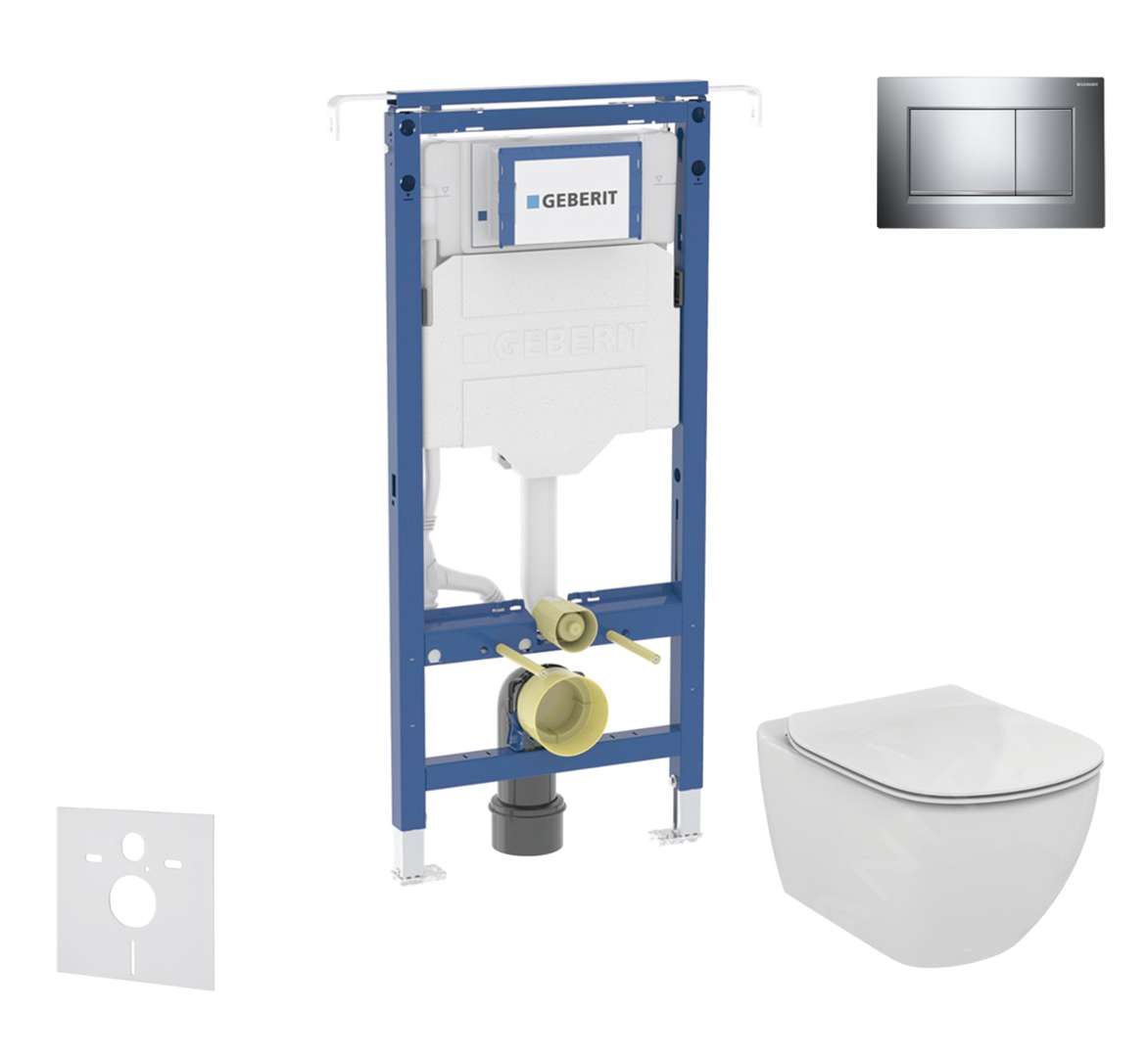 Geberit Duofix Set predstenovej inštalácie, klozetu a dosky Ideal Standard Tesi, tlačidla Sigma30, chróm SANI11CD1110