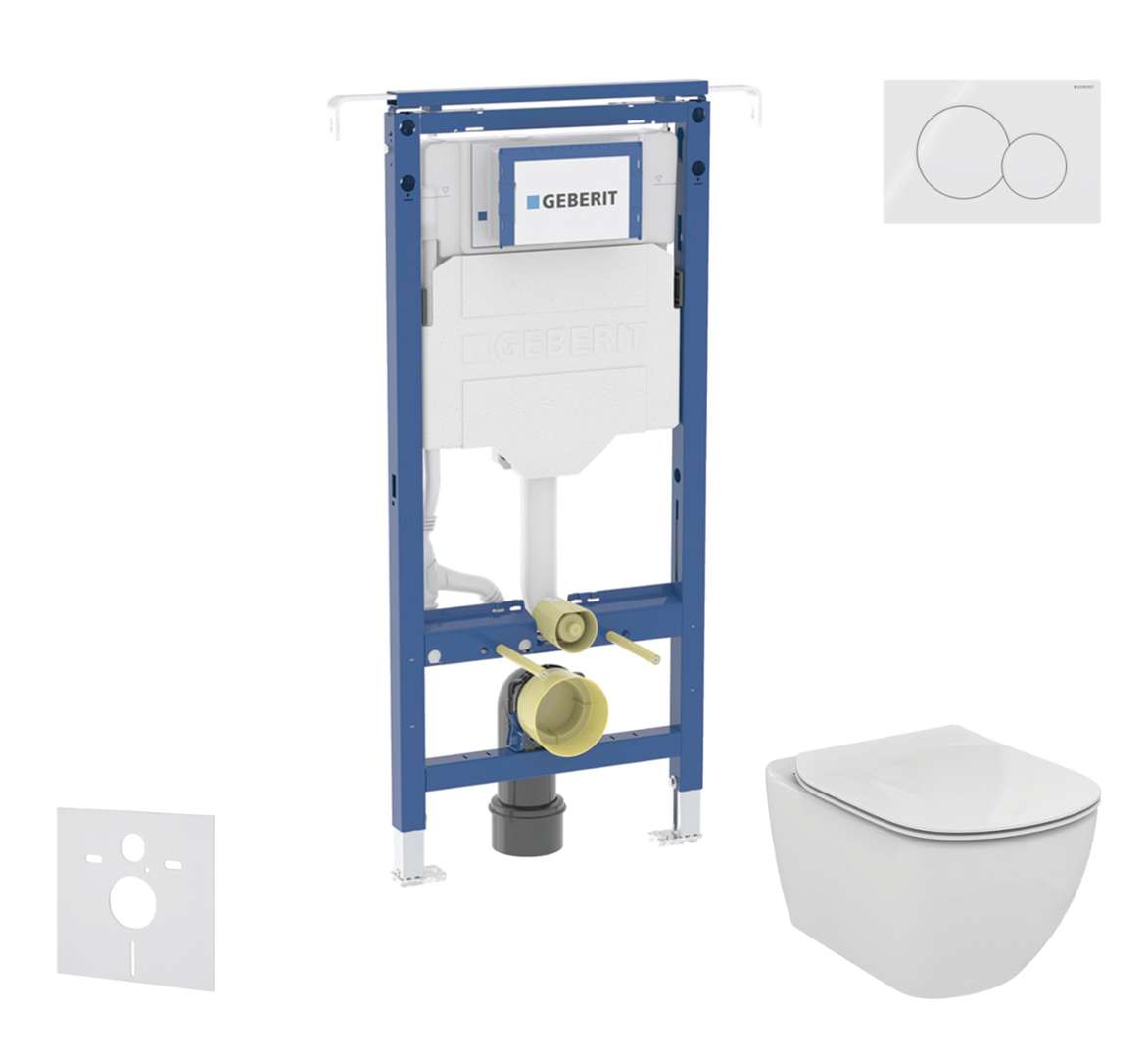 Geberit Duofix Set predstenovej inštalácie, klozetu a dosky Ideal Standard Tesi, tlačidla Sigma01, Aquablade, SoftClose, alpská biela SANI11CD3133