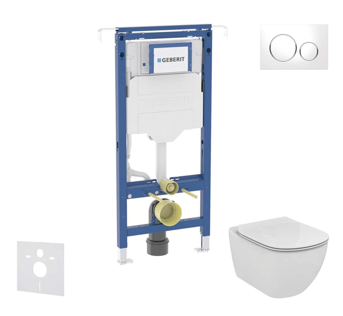 Geberit Duofix Set predstenovej inštalácie, klozetu a dosky Ideal Standard Tesi, tlačidla Sigma20, Aquablade, SoftClose, biela/lesklý chróm SANI11CD3137