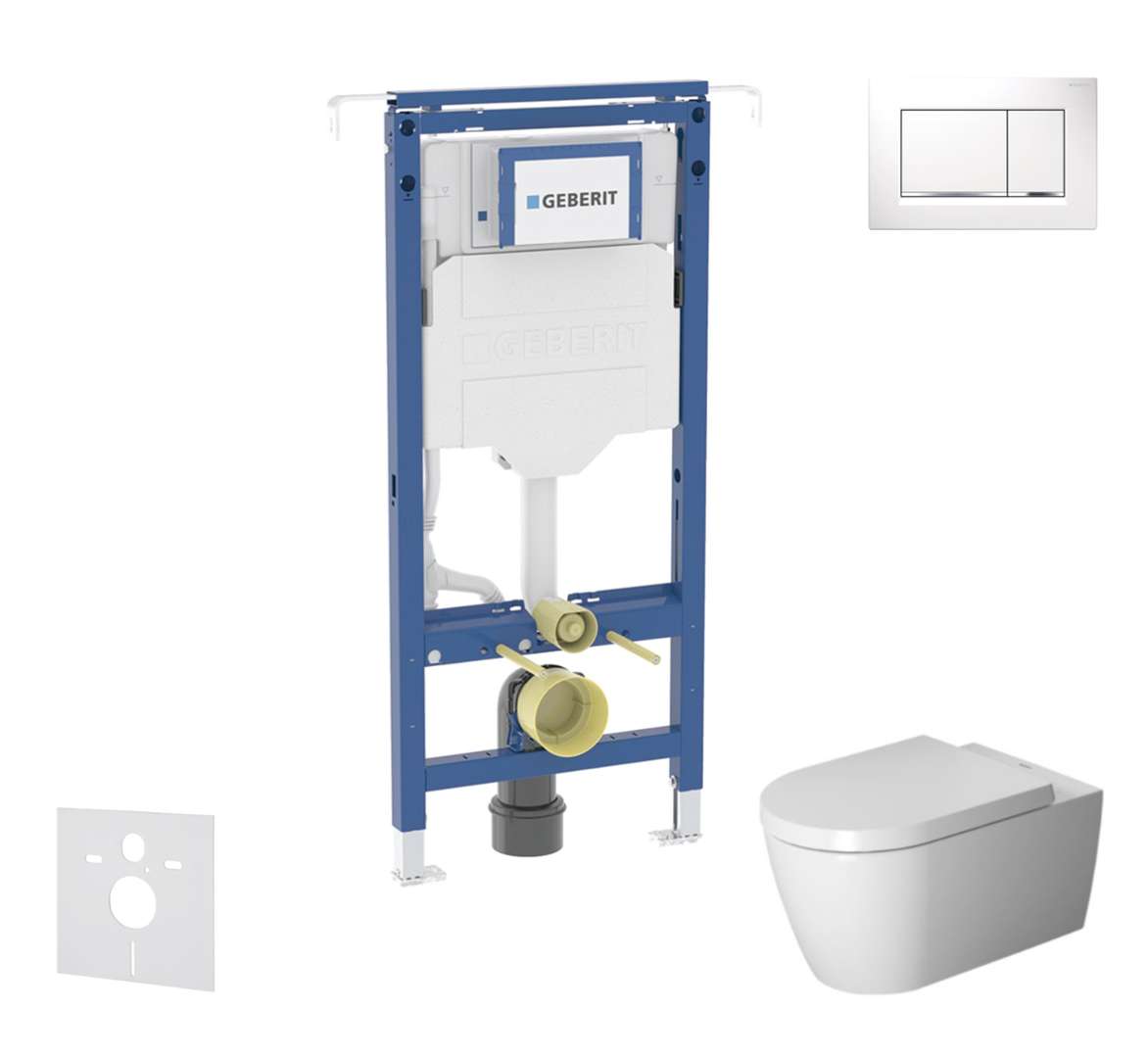 Geberit Duofix Set predstenovej inštalácie, klozetu a dosky Duravit ME by Starck, tlačidla Sigma30, Rimless, SoftClose, biela/lesklý chróm SANI11CP3113
