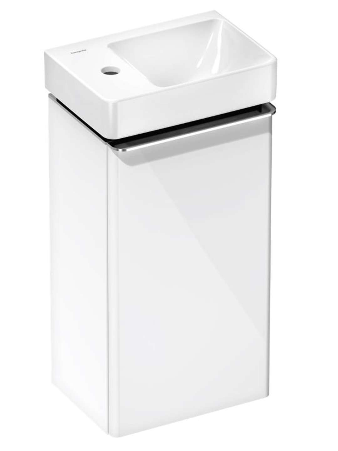 Hansgrohe Xelu Q Skrinka s umývadielkom, 63x34x27 cm, 1 dvierka, pánty vľavo, lesklá biela/chróm 54362000-HG
