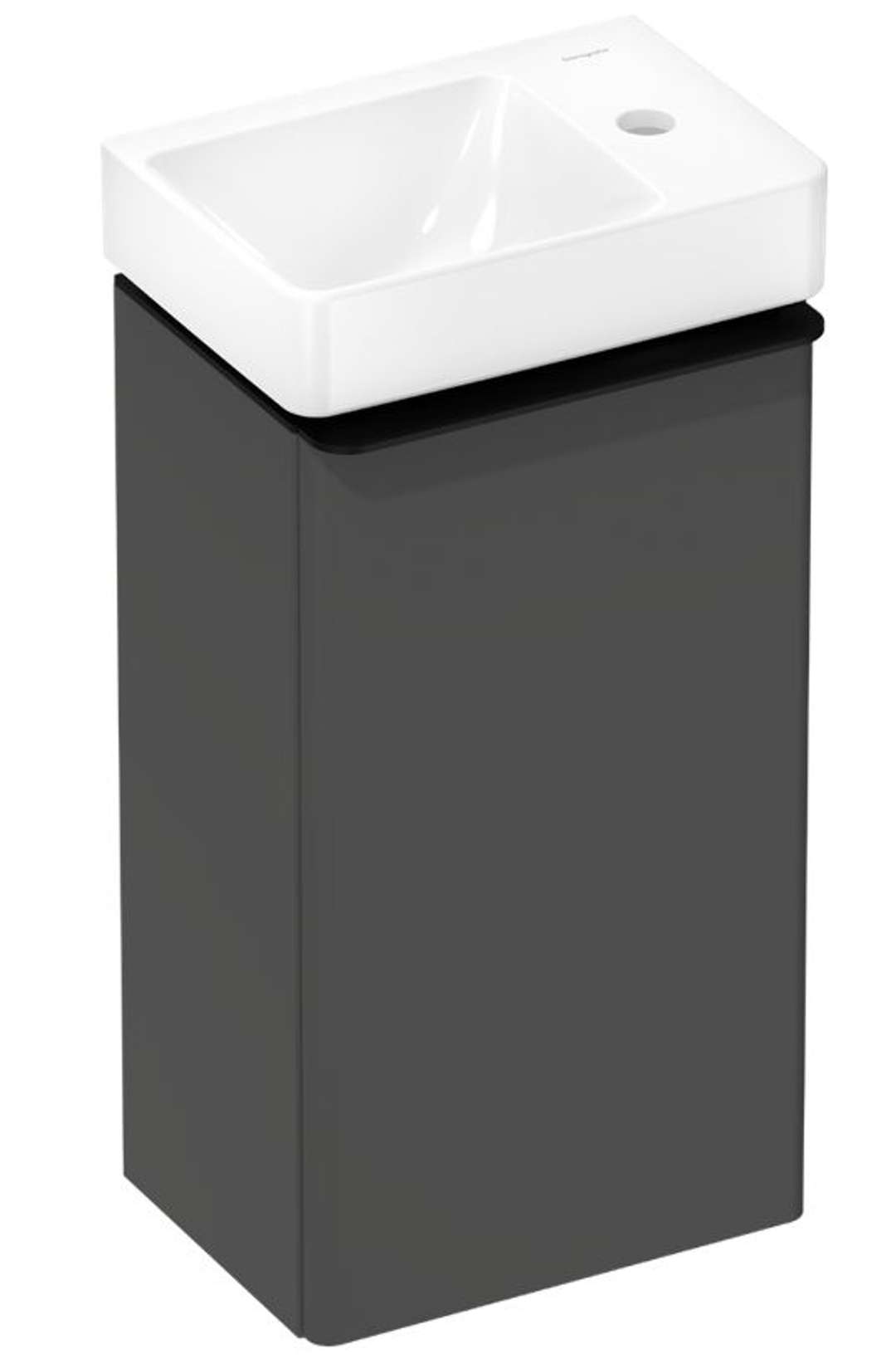 Hansgrohe Xelu Q Skrinka s umývadielkom, 63x34x27 cm, 1 dvierka, pánty vpravo, matná sivá/matná čierna 54366670-HG