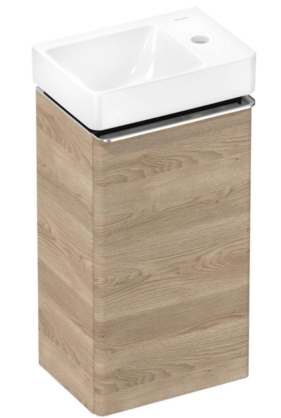 Hansgrohe Xelu Q Skrinka s umývadielkom, 63x34x27 cm, 1 dvierka, pánty vpravo, prírodný dub/chróm 54367000-HG