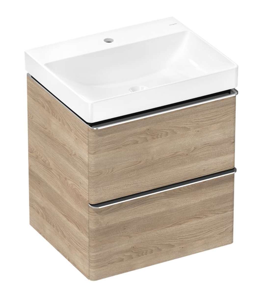 Hansgrohe Xelu Q Skrinka s umývadlom, 63x58x50 cm, 2 zásuvky, prírodný dub/chróm 54373000-HG