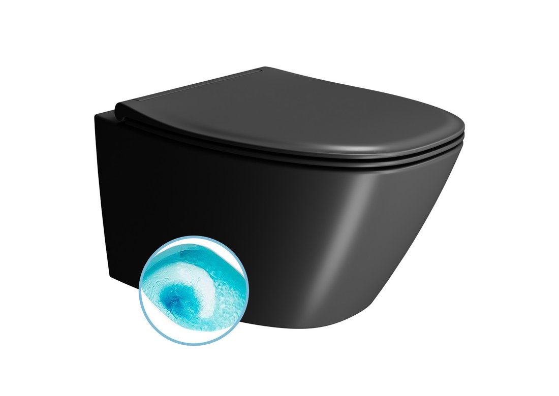 GSI MODO závesná WC misa, Swirlflush, 37x54cm, čierna dual-mat 841526
