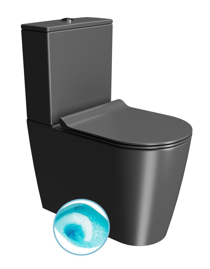 GSI KUBE X COLOR KUBE X WC kombi, Swirlflush, spodný/zadý odpad, čierna dual-mat 941926K