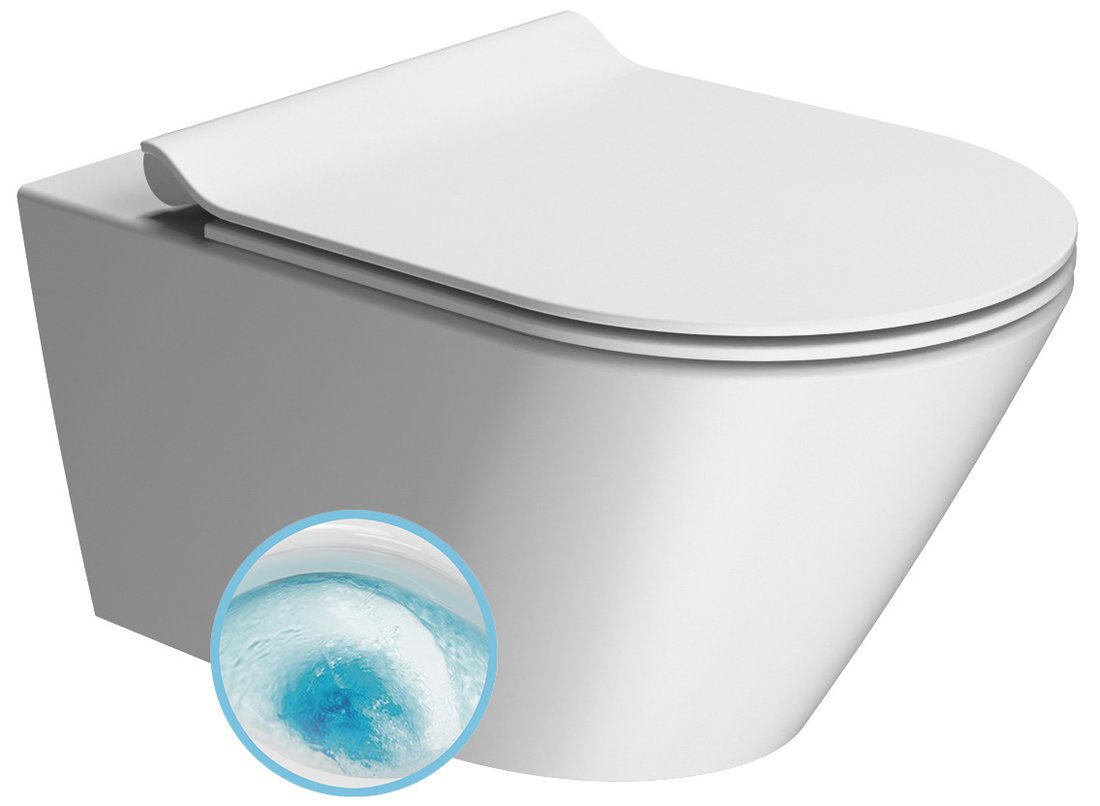 GSI KUBE X COLOR KUBE X závesná WC misa, GeniusFlush, 36x55cm, biela dual-mat 941309
