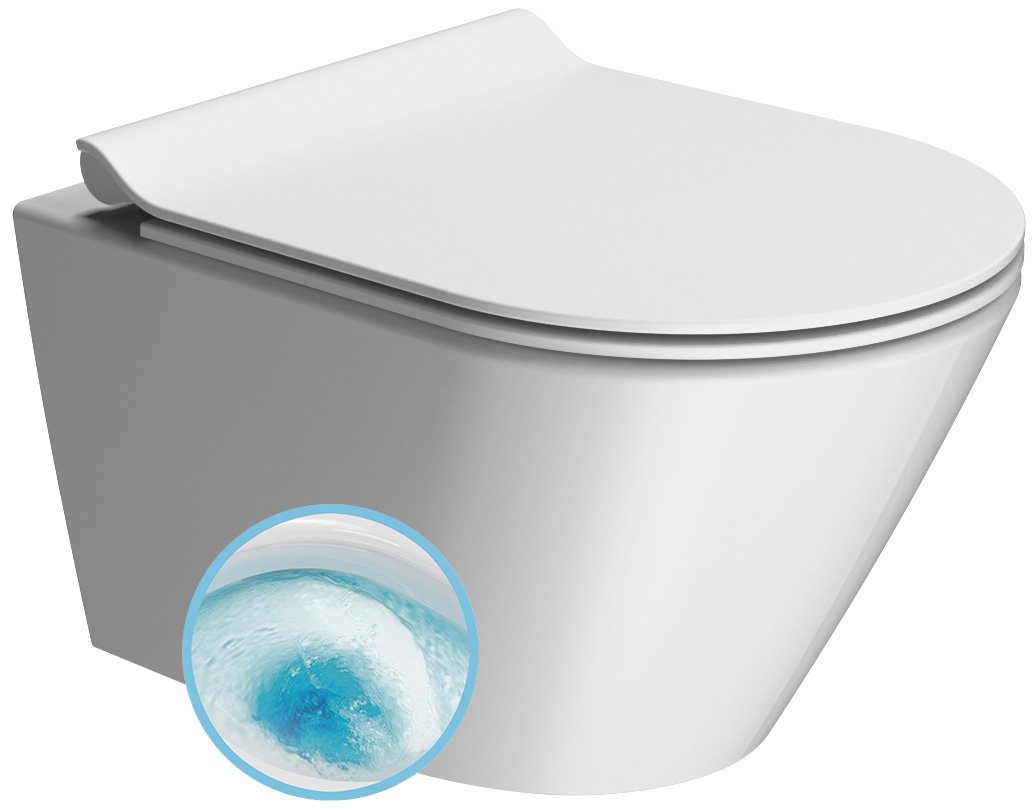 GSI KUBE X COLOR KUBE X závesná WC misa, GeniusFlush, 36x50cm, biela dual-mat 941209