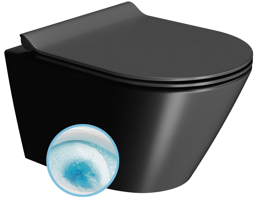 GSI KUBE X COLOR KUBE X závesná WC misa, GeniusFlush, 36x50cm, čierna dual-mat 941226