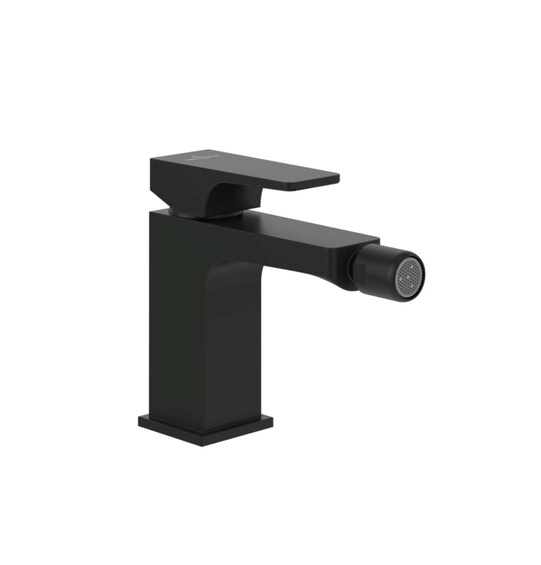 Villeroy & Boch Architectura Square Bidetová batéria s výpusťou, AquaSmart, matná čierna TVB125001000K5