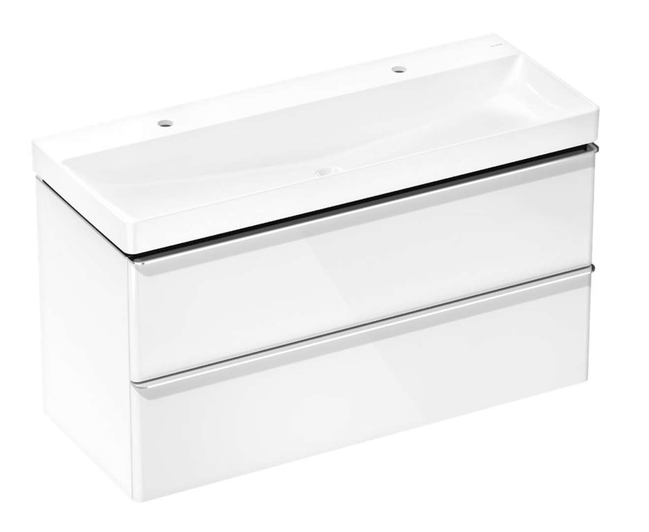 Hansgrohe Xelu Q Skrinka s dvojumývadlom, 63x118x50 cm, 2 zásuvky, lesklá biela/chróm 54386000-HG