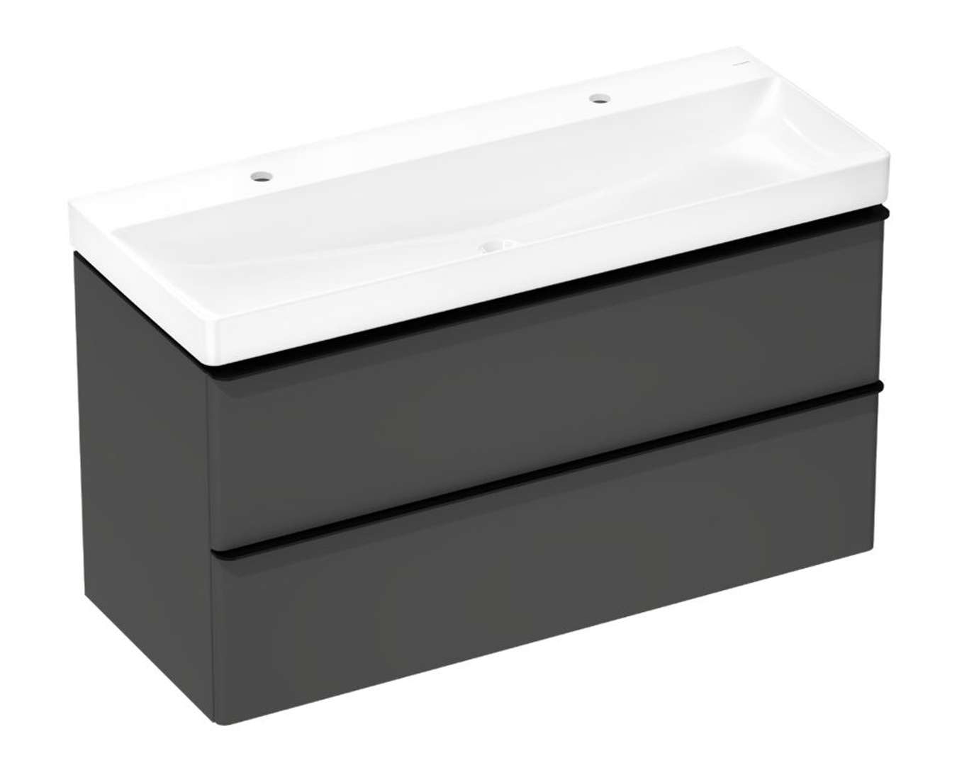 Hansgrohe Xelu Q Skrinka s dvojumývadlom, 63x118x50 cm, 2 zásuvky, matná biela/štruktúrovaný bronz 54387670-HG