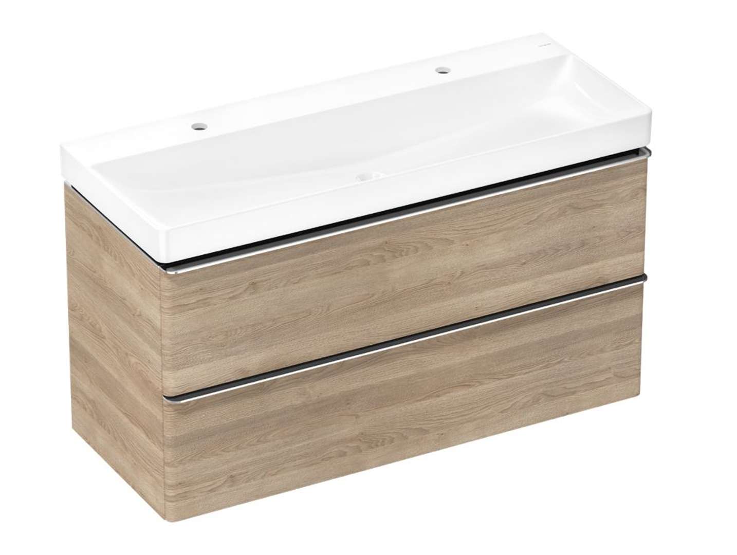 Hansgrohe Xelu Q Skrinka s dvojumývadlom, 63x118x50 cm, 2 zásuvky, prírodný dub/chróm 54388000-HG