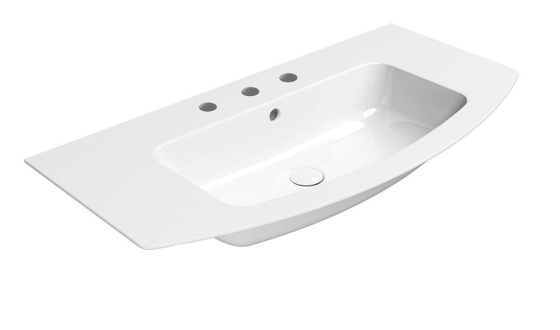 GSI PURA keramické umývadlo Slim oblé 102x52cm, 3 otvory, biela ExtraGlaze 8825311