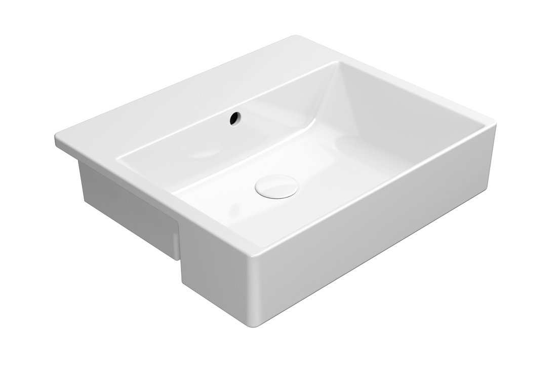 GSI KUBE X keramické umývadlo 55x47cm, polozápustné, bez otvoru, biela ExtraGlaze 9434011