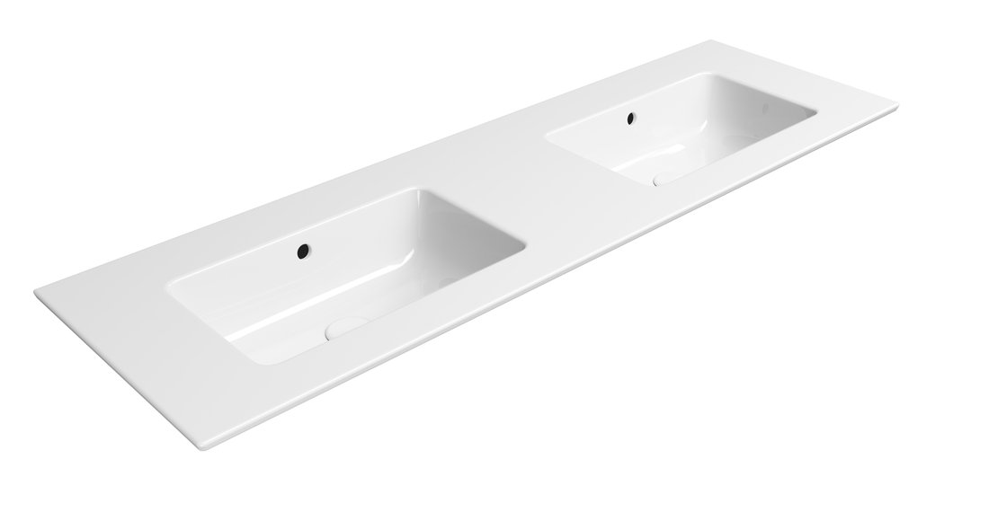 GSI PURA keramické dvojumývadlo Slim 142x46cm, bez otvoru, biela ExtraGlaze 8889011