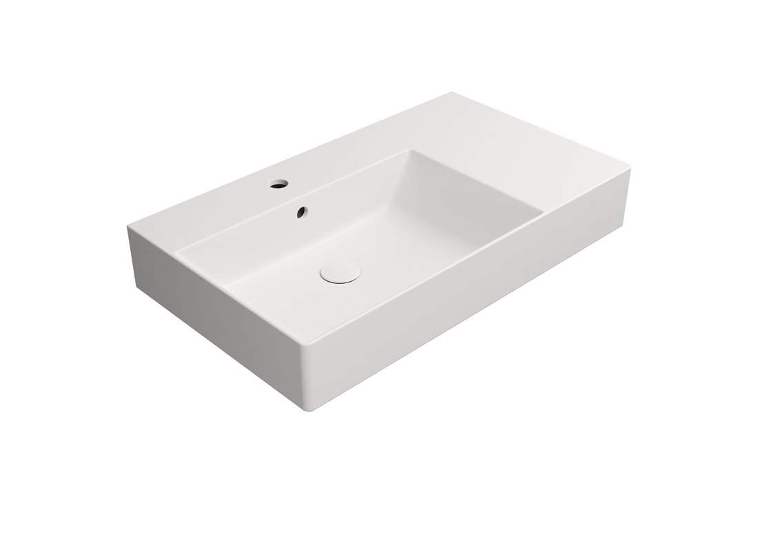 GSI KUBE X COLOR KUBE X keramické umývadlo 80x47cm, s odkladacou plochou vpravo, biela mat 9456109