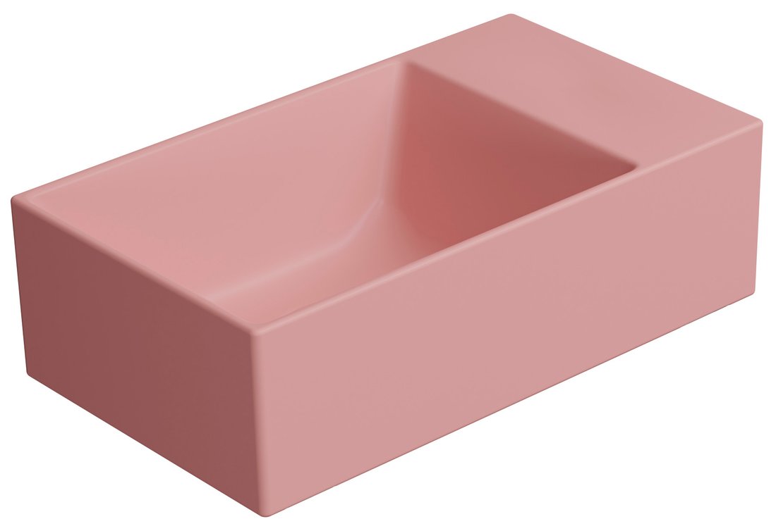 GSI KUBE X COLOR KUBE X keramické umývadlo 40x23cm, bez otvoru, pravé/ľavé, blush mat 9484024