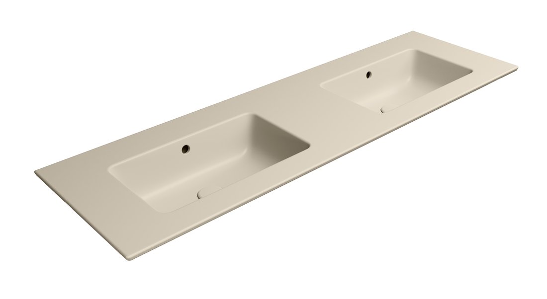 GSI PURA COLOR PURA keramické dvojumývadlo Slim 142x46cm, bez otvoru, creta mat 8889008