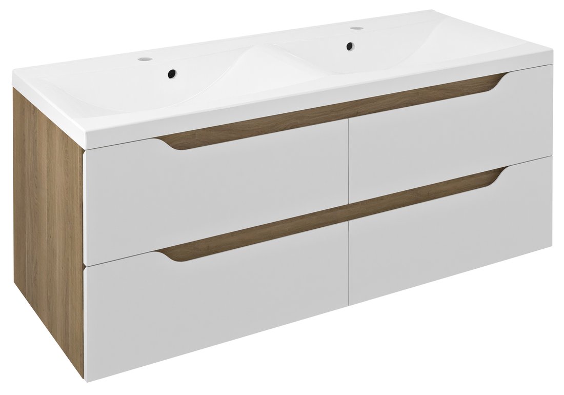 Sapho WAVE dvojumývadlová skrinka 119,7x50x47,8cm, biela/dub cuneo WA120-3025