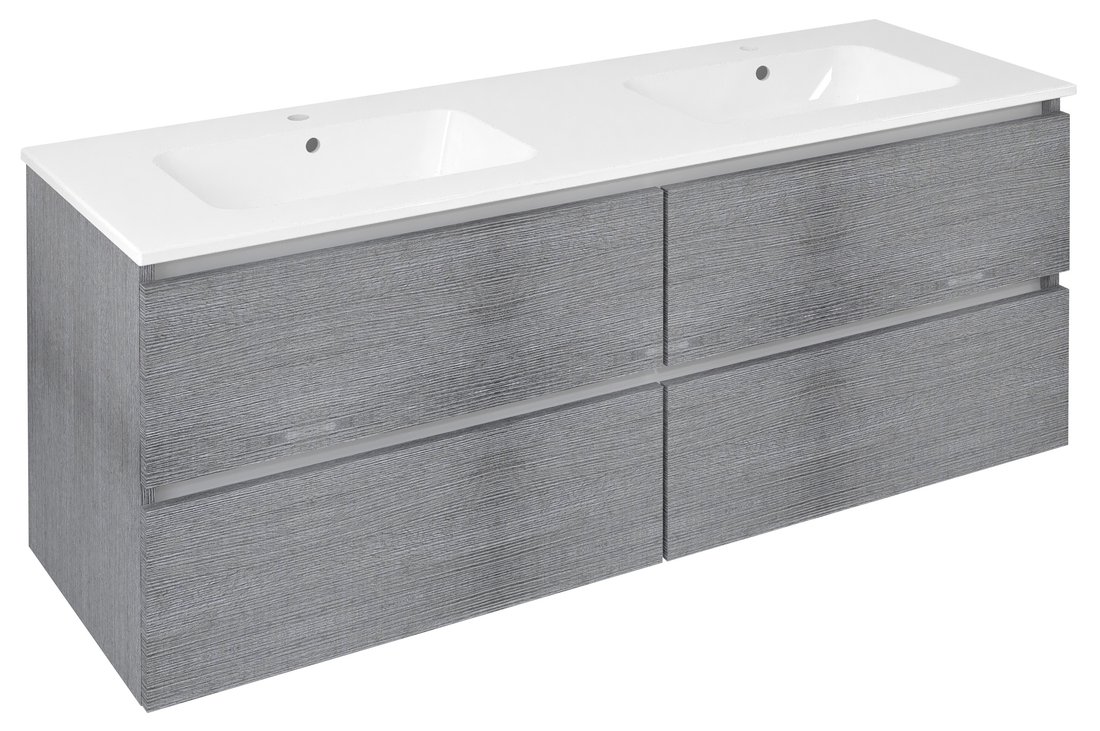 Sapho EZARA dvojumývadlová skrinka 140x55x46cm, dub strieborný EZ141-1111