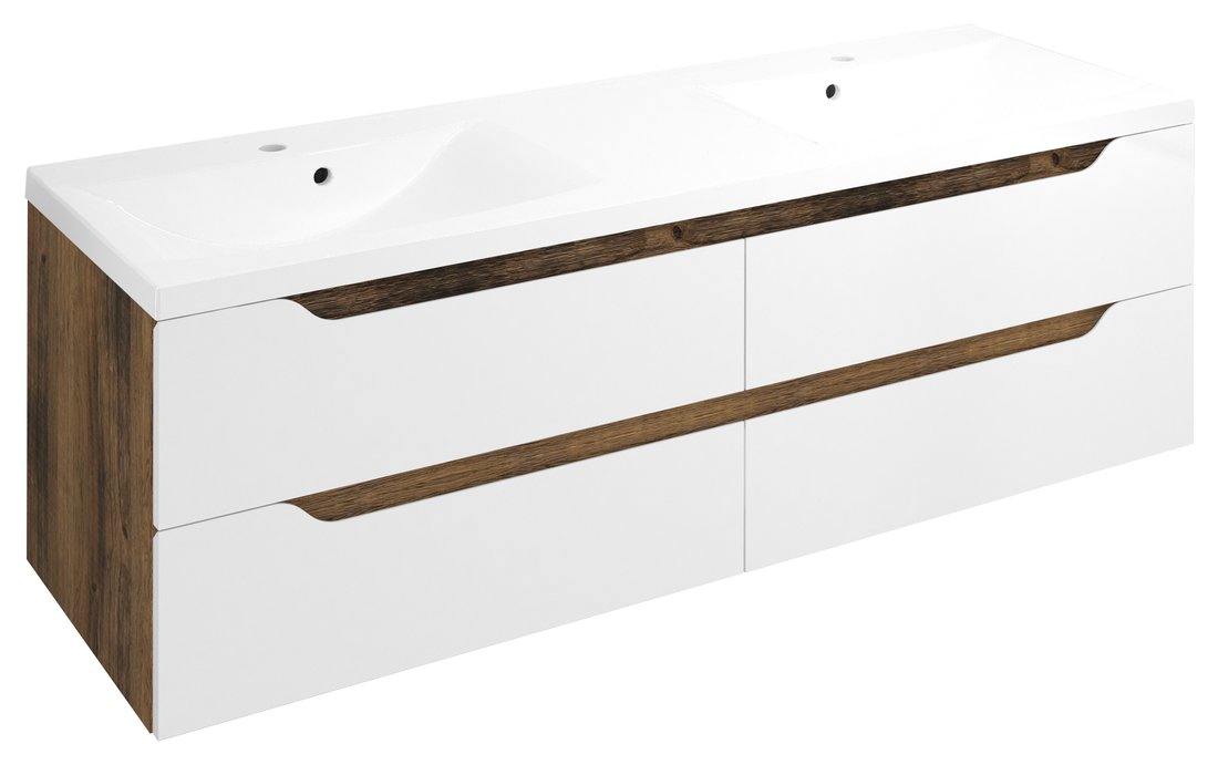 Sapho WAVE dvojumývadlová skrinka 149,7x50x47,8cm, biela/dub collingwood WA150-3019