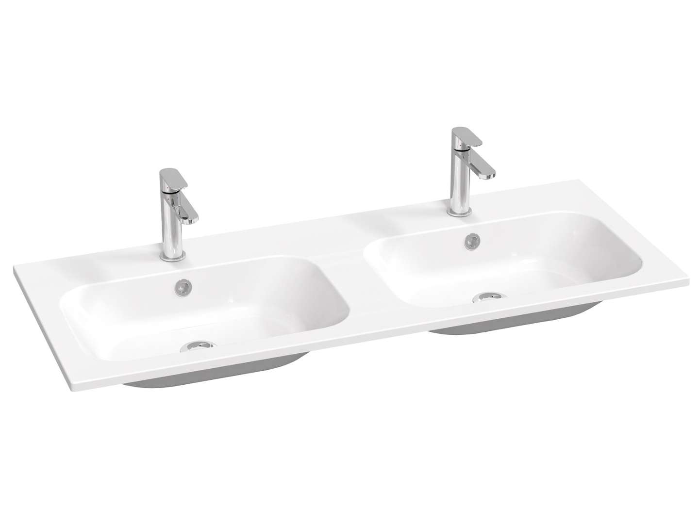 Ravak Chrome Slim Dvojumývadlo 120x49 cm, s prepadom, 2 otvory na batériu, biela XJG01112001