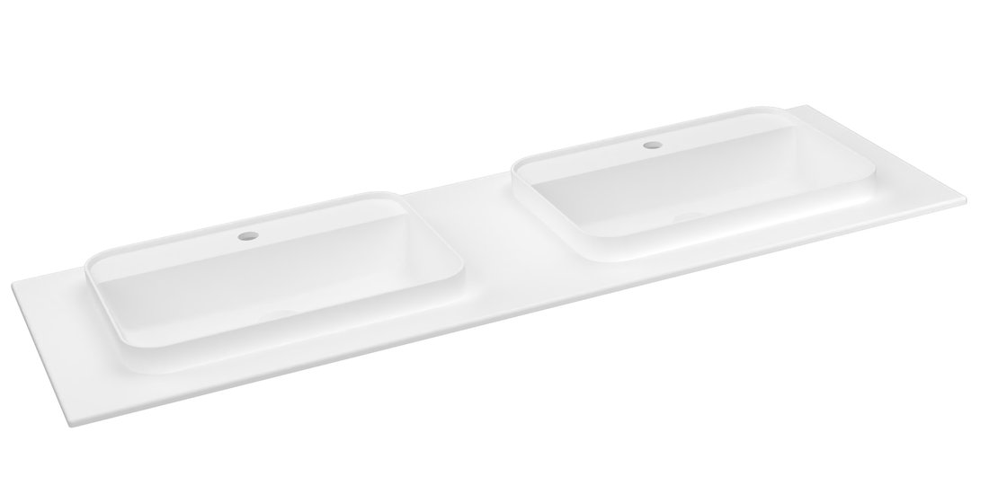 Sapho BRAHEA dvojumývadlo 151,6x51,5cm (75+75), Rockstone, biela matná BT152